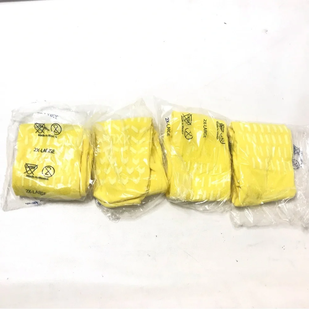 4 Pair Slipper Hospital Socks L Non Slip Skid Bariatric Yellow Ankle High Yoga - Picture 3 of 8